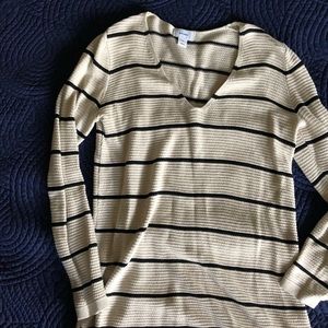 Old Navy cream and black stripe knit tunic